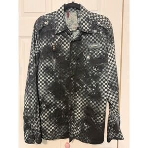FUSAI Men's Snap Button Down Shirt Long Sleeve Size‎ Large